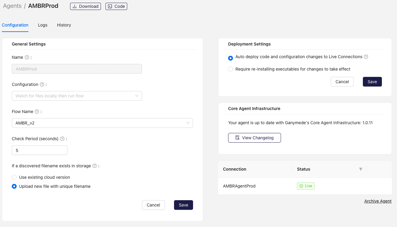 Maintaining Agents - configuration