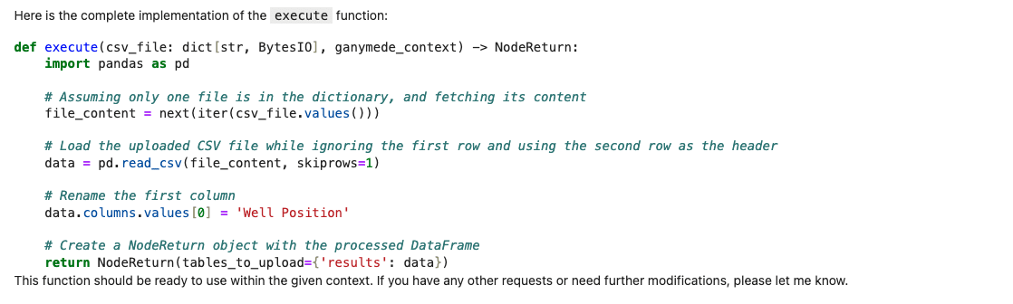 Example response on code2