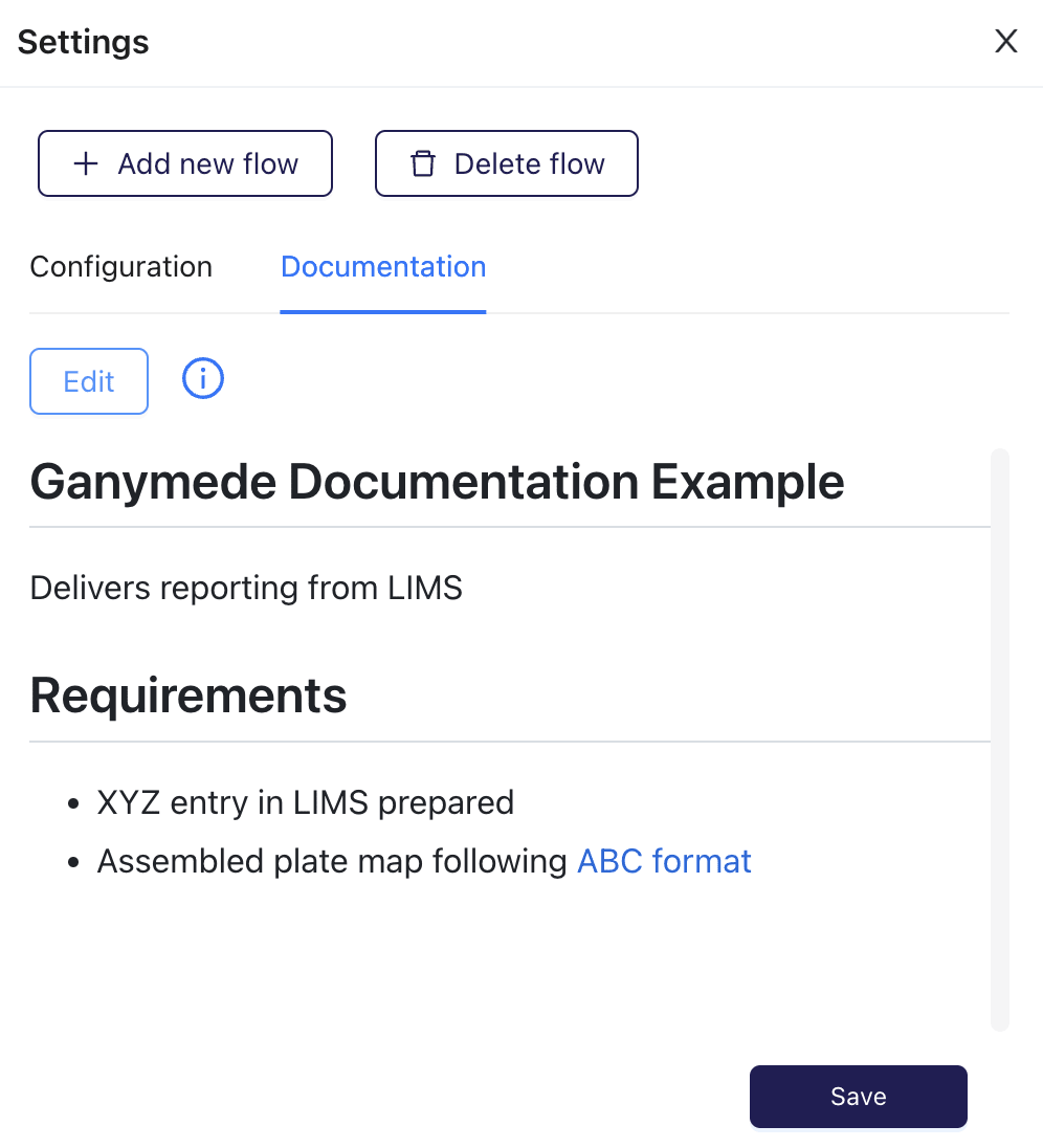 Flow documentation in preview mode