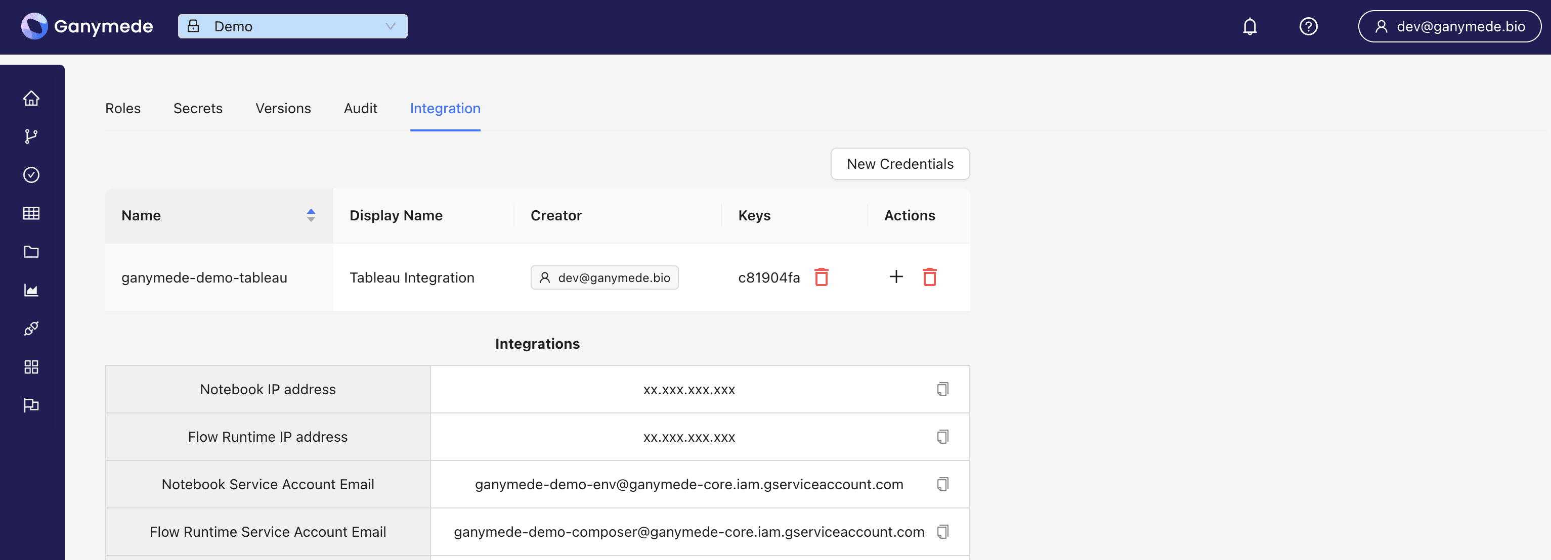 Admin - Integration Panel