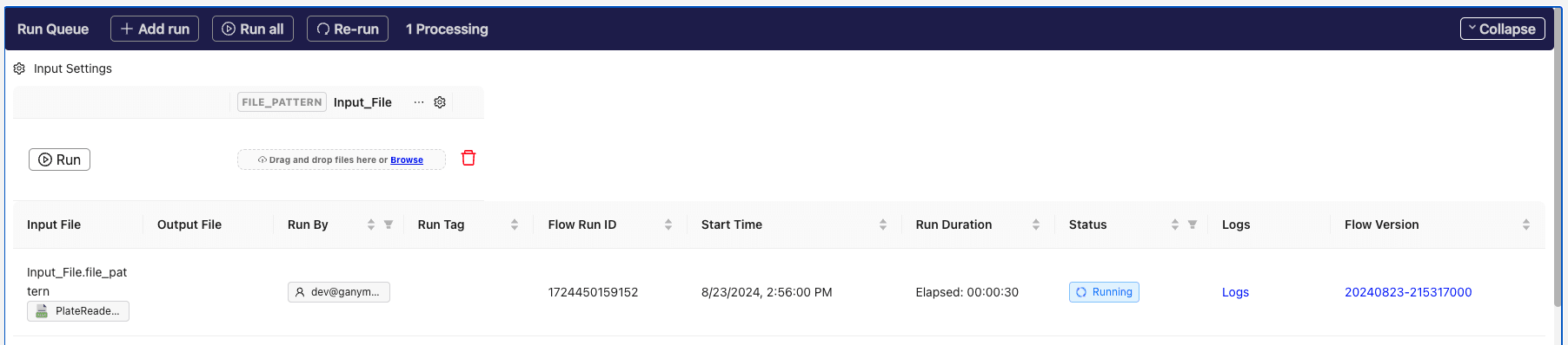 Example Flow running