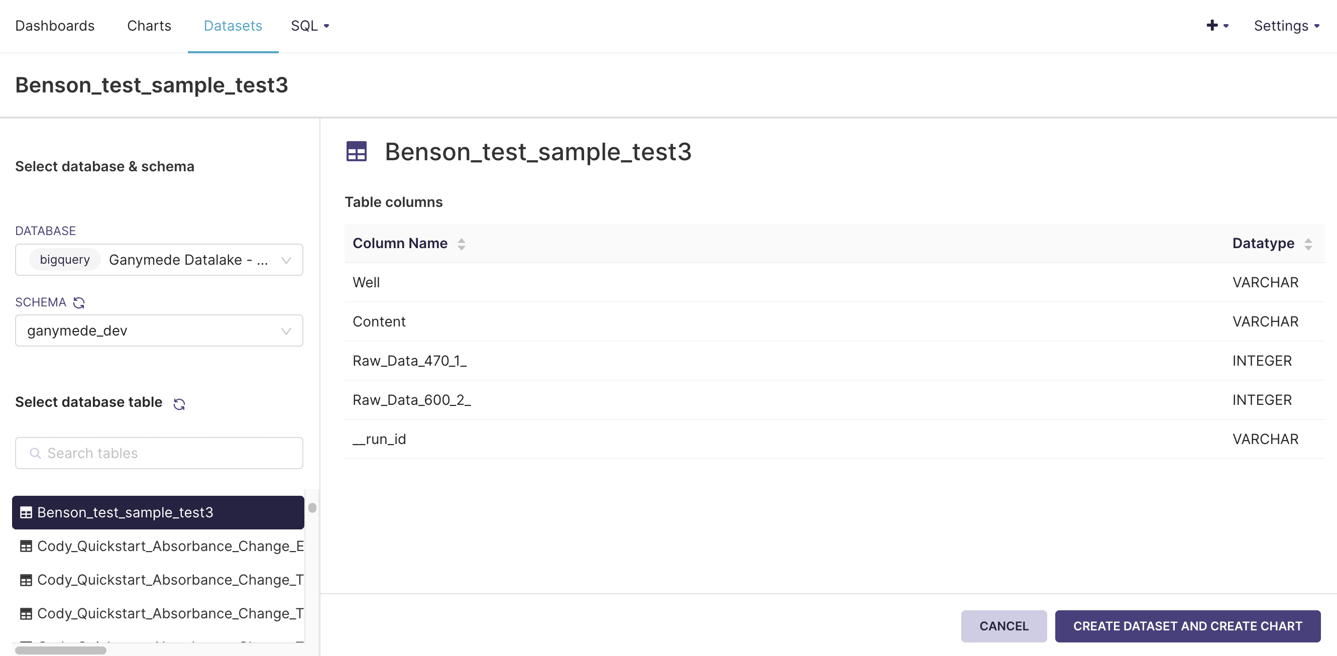 Dashboard - Add Physical Dataset